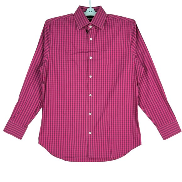 Bonobos Men Stretch Standard Fit Button-Down Pink/Grey Plaid Shirt Size 15.5 -34 - Picture 1 of 10